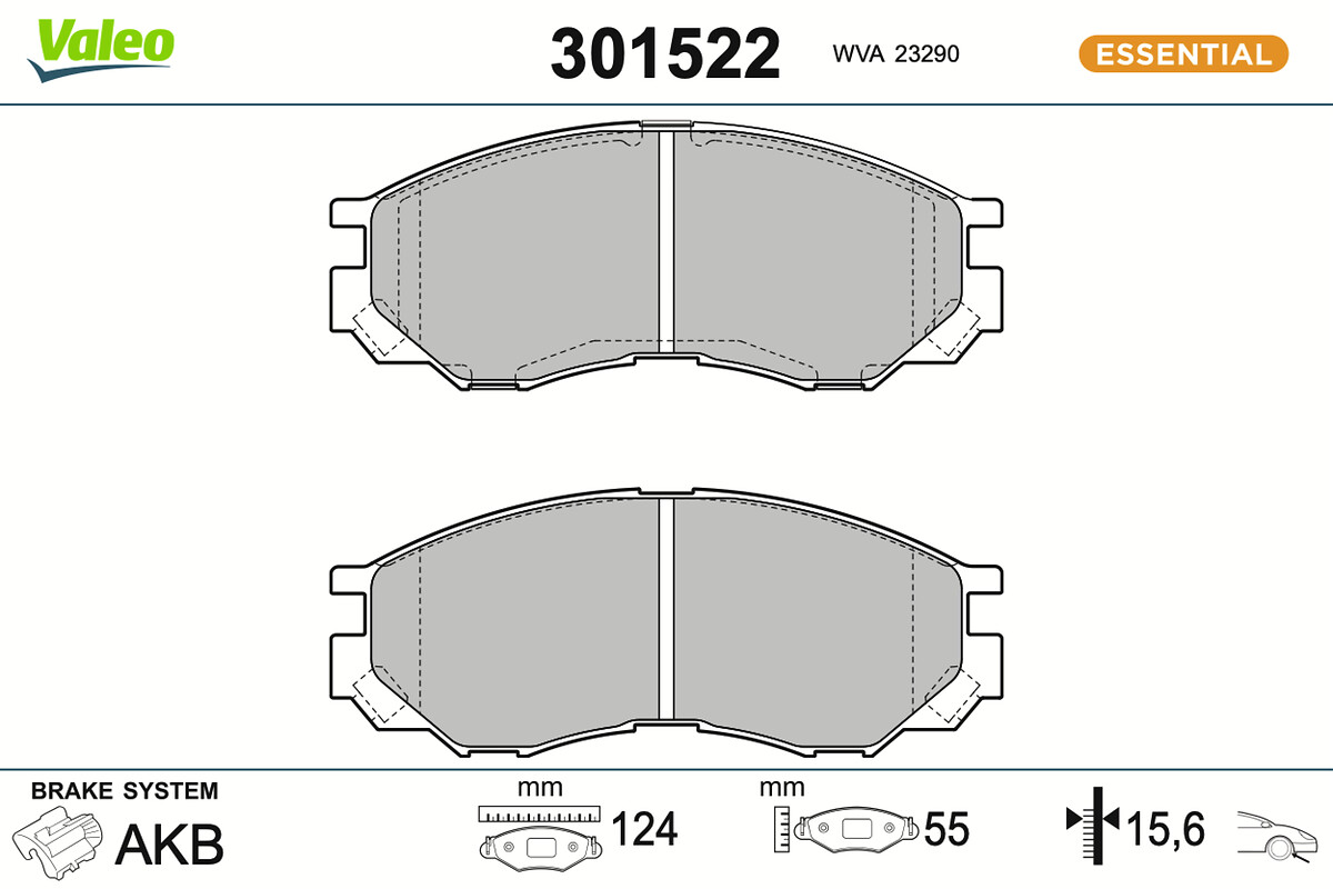 Jeu de 4 plaquettes de frein VALEO 301522